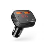 Roav-SmartCharge-F0-by-Anker-Wireless-Bluetooth-FM-Transmitter-for-Car-Audio-Adapter-and-Receiver-Hands-Free-Calling-MP3-Car-Charger-with-2-USB-Ports-PowerIQ-and-AUX-Output-No-Dedicated-App-0